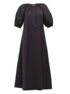 Matchesfashion.com Staud - Vincent Cotton Poplin Midi Shirtdress - Womens - Black
