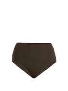 Matchesfashion.com Dos Gardenias - Granny High Rise Bikini Briefs - Womens - Dark Khaki