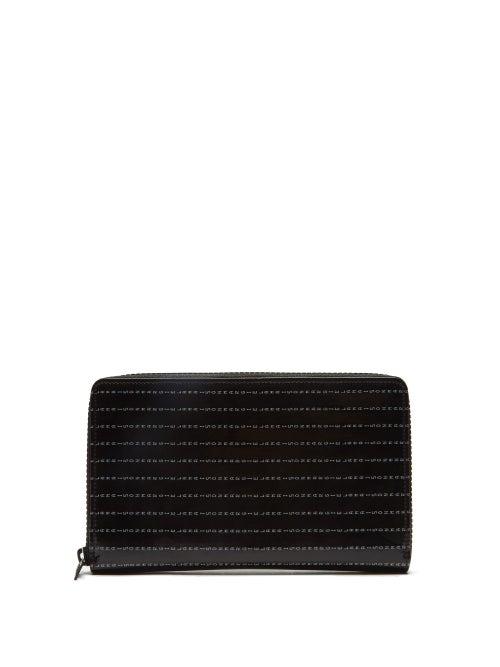 Matchesfashion.com Maison Margiela - Logo-print Ziparound Pvc And Leather Wallet - Mens - Black