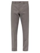 Matchesfashion.com Bottega Veneta - Houndstooth Wool Blend Trousers - Mens - Dark Grey