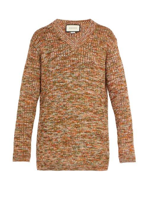 Matchesfashion.com Gucci - V Neck Wool Blend Sweater - Mens - Brown