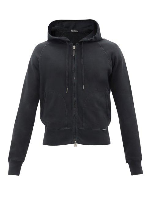 Tom Ford - Vintage-dyed Jersey Hooded Sweatshirt - Mens - Black