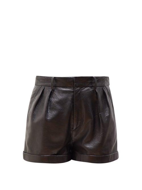 Matchesfashion.com Isabel Marant - Fabot Pleated Leather Shorts - Womens - Black