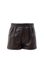 Matchesfashion.com Isabel Marant - Fabot Pleated Leather Shorts - Womens - Black