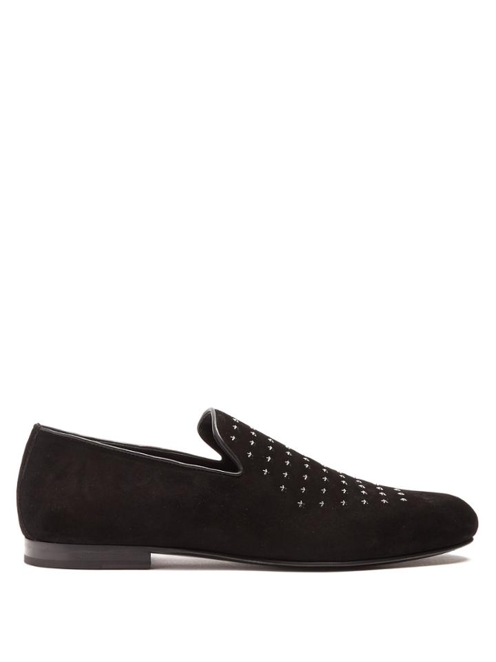 Jimmy Choo Sloane Star-embellished Suede Loafers
