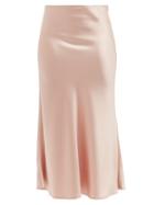 Matchesfashion.com Galvan - Valetta Satin Midi Skirt - Womens - Light Pink
