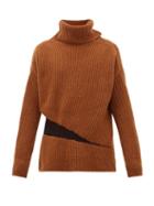 Matchesfashion.com Ann Demeulemeester - Elasticated Roll Neck Alpaca Wool Blend Sweater - Mens - Brown