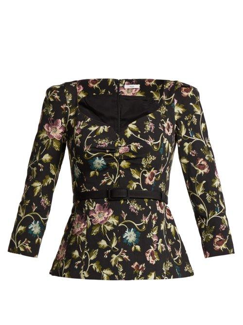 Matchesfashion.com Erdem - Valda Floral Jacquard Top - Womens - Black Multi