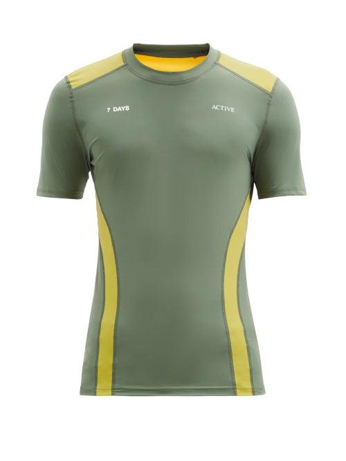 Matchesfashion.com 7 Days Active - Panelled Short-sleeve Technical T-shirt - Mens - Green