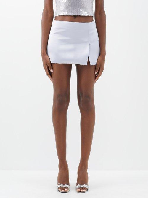 16arlington - Minerva Distressed Satin Mini Skirt - Womens - Lilac