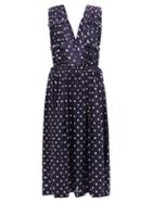 Comme Des Garons Comme Des Garons - Polka-dot Georgette Pinafore Dress - Womens - Navy