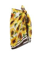Matchesfashion.com Dolce & Gabbana - Sunflower Print Cotton Sarong - Womens - Yellow Print