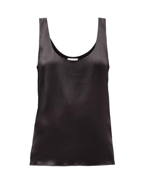 Raey - Scoop-neck Silk-crepe Satin Tank Top - Womens - Black