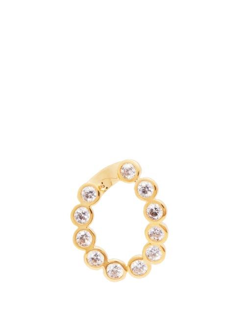 Matchesfashion.com Hillier Bartley - Crystal Embellished Gold Plated Charm - Womens - White