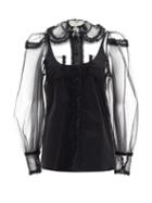 Matchesfashion.com Fendi - Ruffled Tulle Blouse - Womens - Black