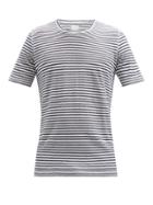Matchesfashion.com 120% Lino - Striped Linen-jersey T-shirt - Mens - White Navy