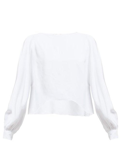 Matchesfashion.com Alexandre Vauthier - Slit Batwing Sleeve Crepe Blouse - Womens - White