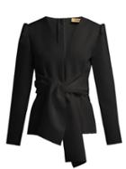 Matchesfashion.com Msgm - Tie Front Crepe Top - Womens - Black