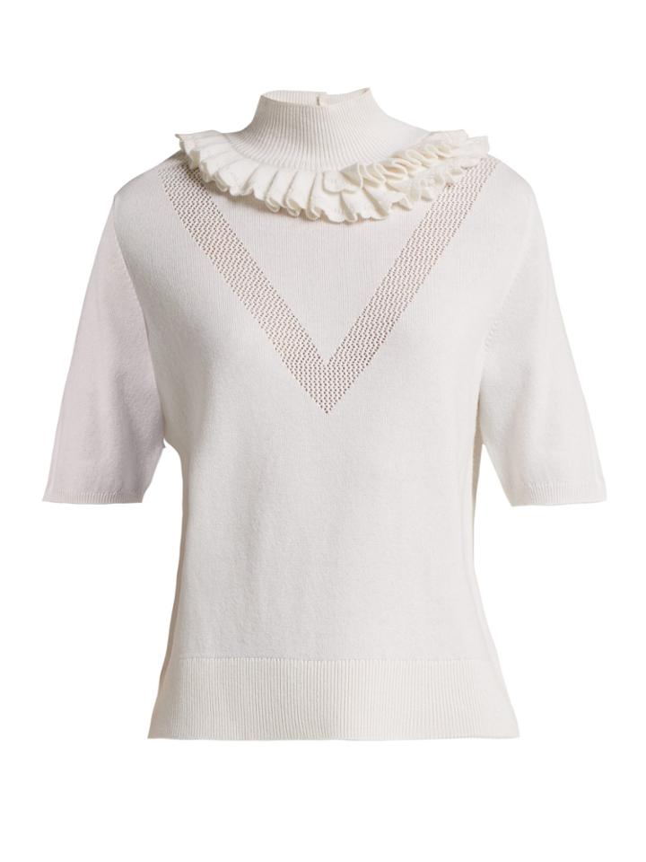 Barrie Flying Lace Ruffled Cashmere Sweater