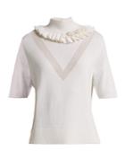 Barrie Flying Lace Ruffled Cashmere Sweater
