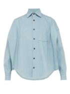 Matchesfashion.com Bless - Slit Denim Shirt - Mens - Light Blue