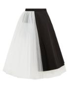 Matchesfashion.com Junya Watanabe - Panelled Wool And Tulle Midi Skirt - Womens - Black