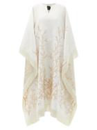 Ladies Rtw Taller Marmo - Los Corales Fringed Jacquard Kaftan Dress - Womens - Ivory