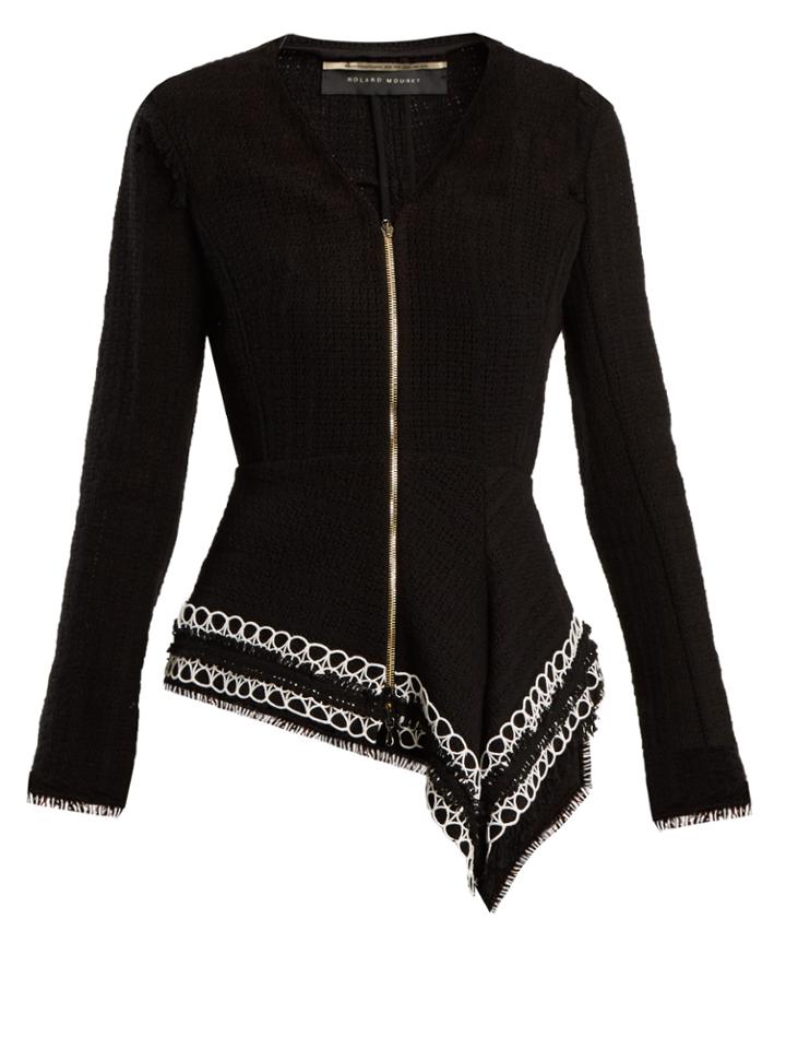 Roland Mouret Hayton Open-weave Cotton Jacket