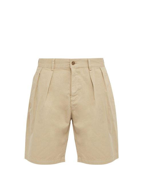 Matchesfashion.com Hope - Tuck Cotton Twill Shorts - Mens - Beige