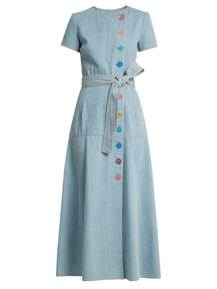 Carolina Herrera Round-neck A-line Cotton-denim Dress