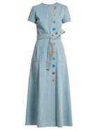 Carolina Herrera Round-neck A-line Cotton-denim Dress