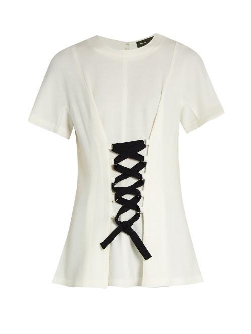 Proenza Schouler Lace-up Front Wool And Cotton-blend Top