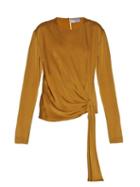 Matchesfashion.com Lanvin - Draped Front Satin Crepe Blouse - Womens - Dark Yellow
