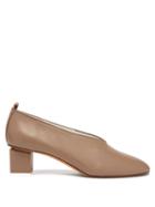 Matchesfashion.com Gray Matters - Mildred Block-heel Leather Pumps - Womens - Nude
