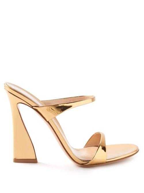 Gianvito Rossi - Aura Metallic-leather High-heel Mules - Womens - Gold