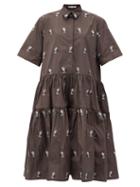 Matchesfashion.com Cecilie Bahnsen - Primrose Hawthorn Floral-jacquard Midi Shirt Dress - Womens - Brown