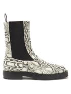 Mens Shoes Givenchy - Python-effect Leather Chelsea Boots - Mens - White Black