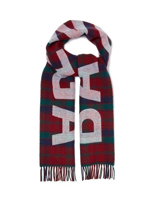 Matchesfashion.com Balenciaga - Logo Embroidered Checked Wool Scarf - Womens - Green