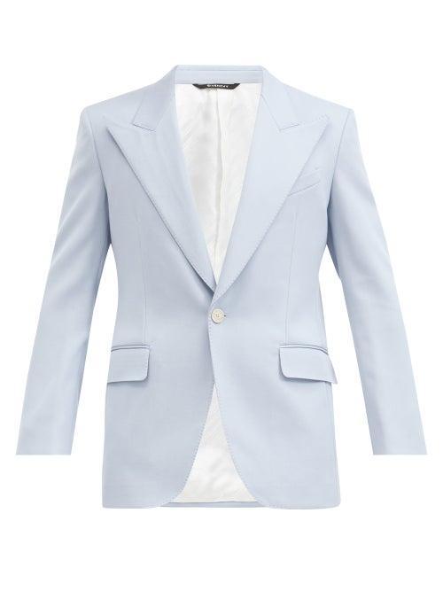 Matchesfashion.com Givenchy - Cutaway Single-breasted Twill Suit Jacket - Mens - Light Blue