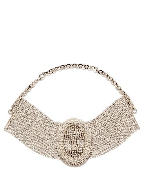 Alessandra Rich - Crystal-pav Mesh Choker - Womens - Silver