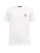 Matchesfashion.com Dolce & Gabbana - Logo-appliqu Crest Cotton-jersey T-shirt - Mens - White