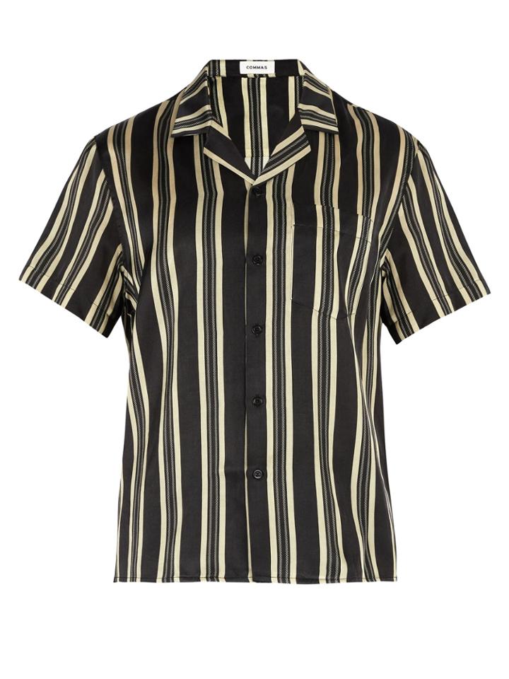 Commas Striped Camp-collar Shirt