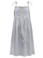 Matchesfashion.com Loup Charmant - Kapari Striped Cotton Poplin Dress - Womens - Blue White
