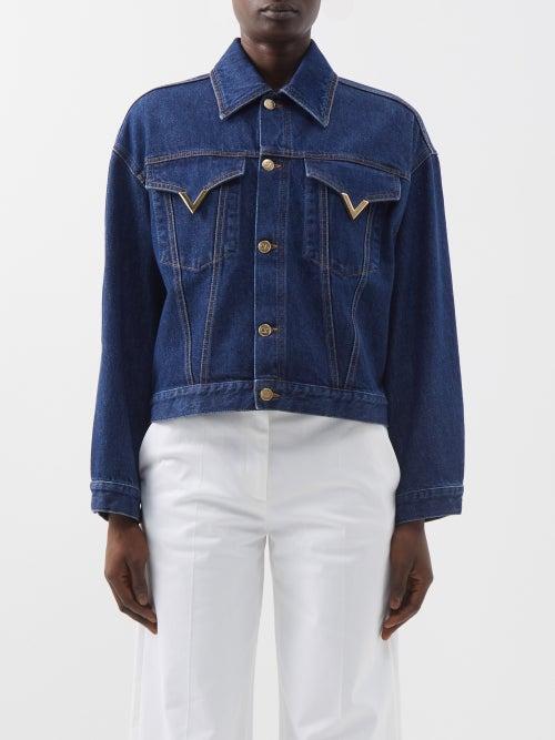 Valentino - Optical V Denim Jacket - Womens - Dark Denim