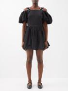 Simone Rocha - Puff-sleeve Taffeta Mini Dress - Womens - Black