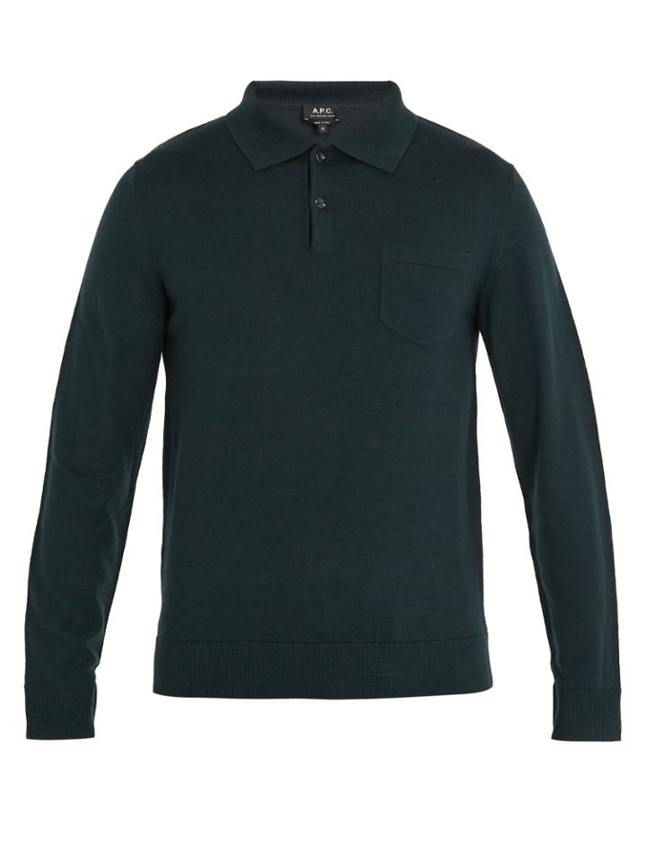 A.p.c. Ricky Long-sleeved Wool Polo Shirt