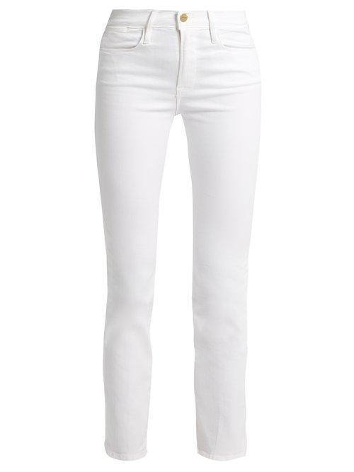 Matchesfashion.com Frame - Le High Straight Leg Cropped Jeans - Womens - White