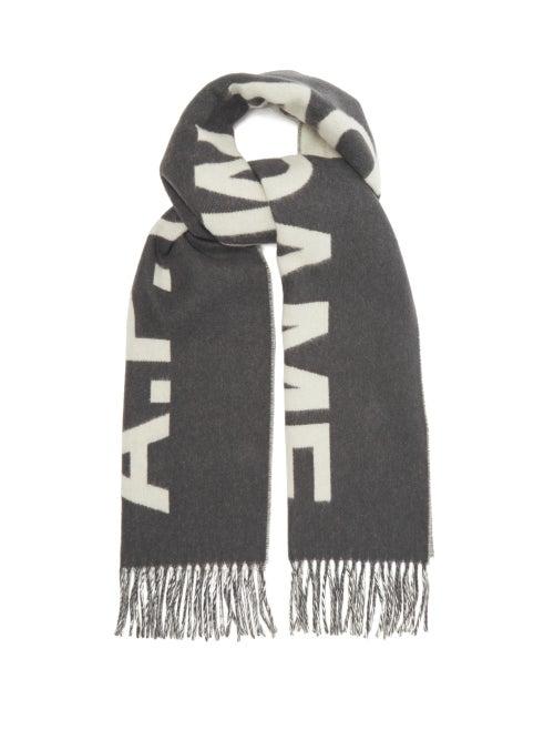 Matchesfashion.com A.p.c. - Angle Logo-jacquard Wool Scarf - Mens - Grey