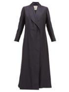Matchesfashion.com Giuliva Heritage Collection - The Angelica Herringbone Silk Blend Coat - Womens - Navy