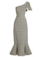 Saloni Greta Polka-dot Print Double-crepe Dress